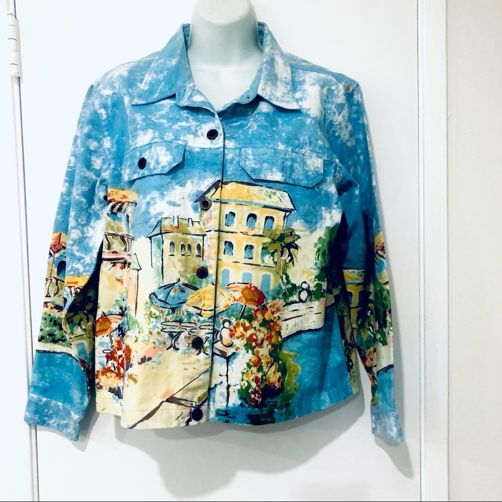 ARTSCAPES WOMEN’S PAINTED DENIN JACKET.SIZE SMALL